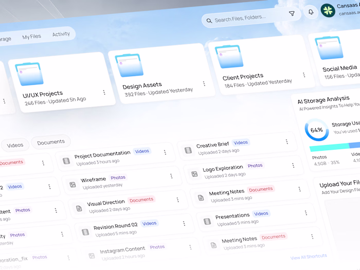 Design of Cloudspace Cloud Storage Dashboard