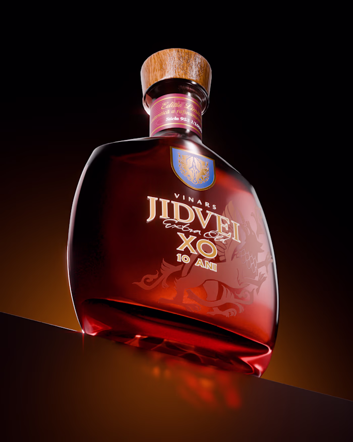 Jidvei Brandy 3D Render