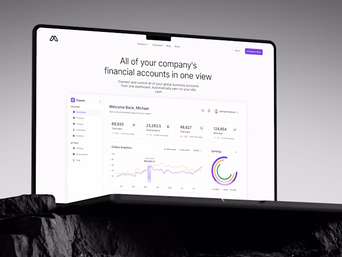 Fintech Treasury Platform Landing Page Design