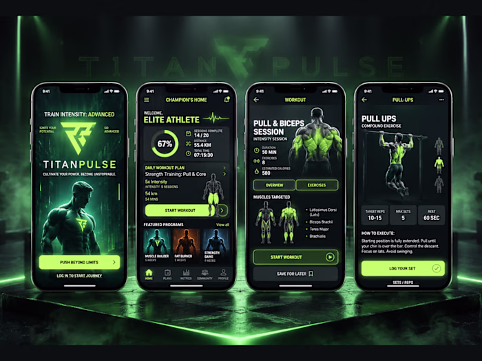 TitanPulse — Fitness & Workout Mobile App UI/UX Design
