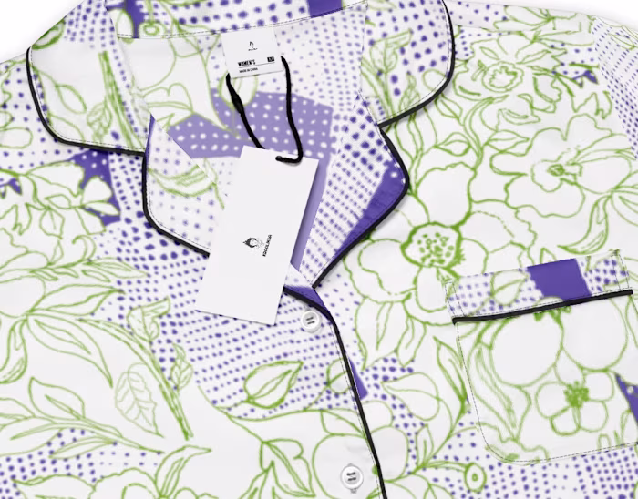Floral Disruption – Green Ink on Violet Grids