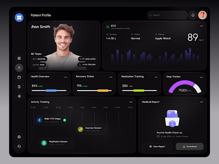 Patient health dashboard concept focused