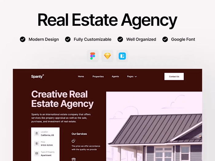 Real Estate Agency: Free Website UI Kit for Figma