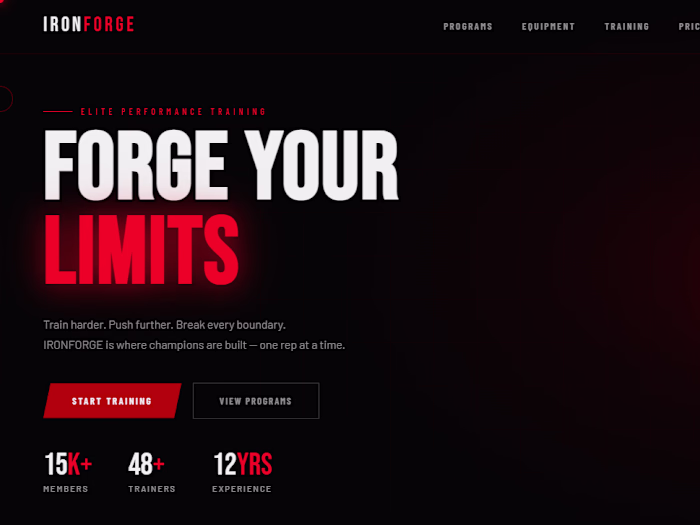 IRONFORGE Gym Website