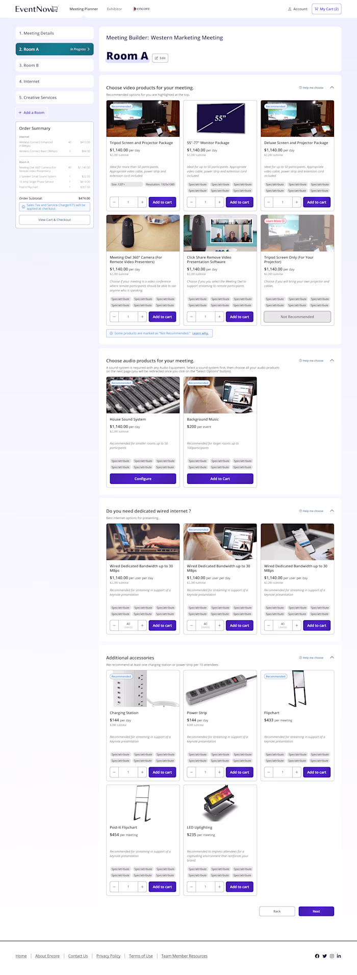 Product Recommendations Engine for B2B A/V Event Management