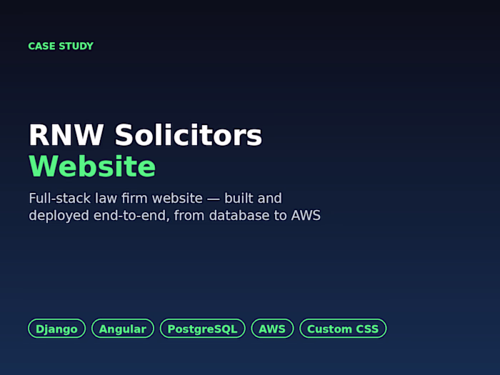 RNW Solicitors — Full-Stack Website (Django, Angular, AWS)