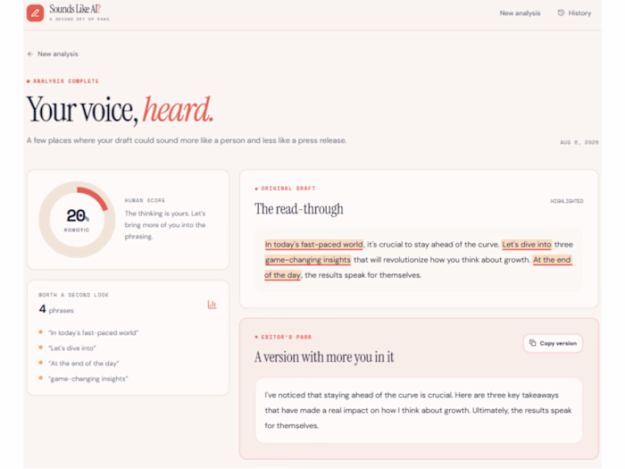 Sounds Like AI? — AI Writing Authenticity Checker