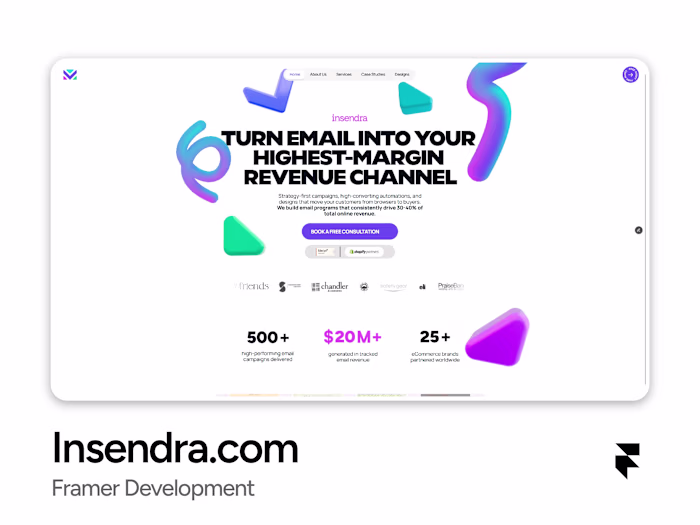 Insendra | Framer Website for eCommerce Email Marketing Agency