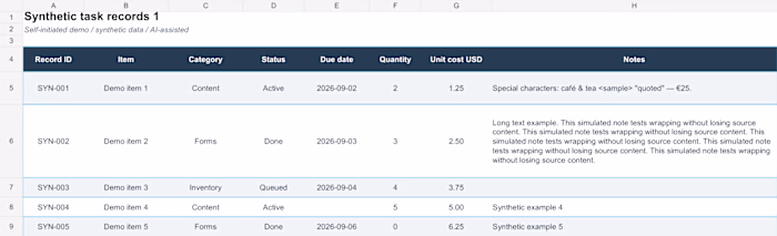 Excel Data Validation — Synthetic Data Demo