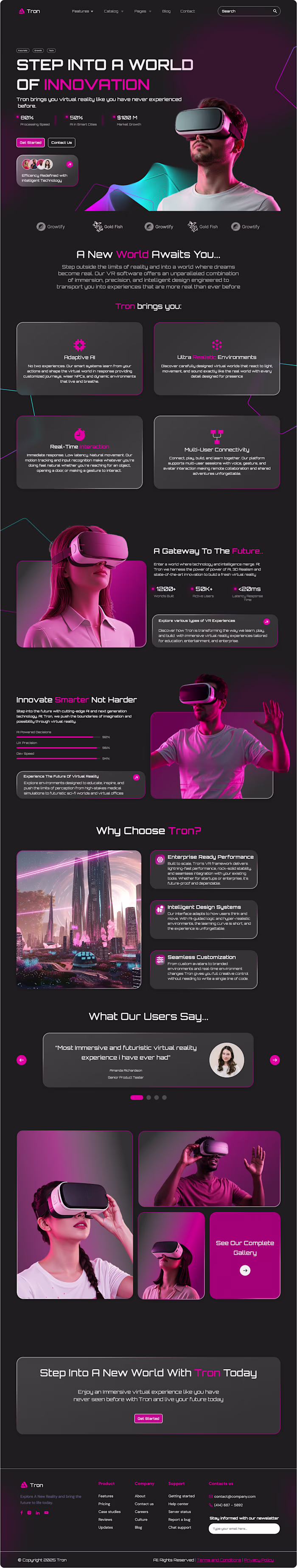 Virtual Reality Landing Page