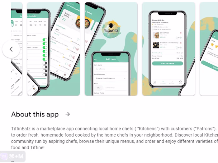 Mobile App Food Market Place