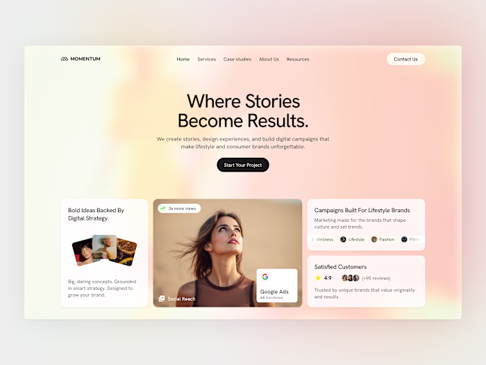 Landing Page Design for Momentum