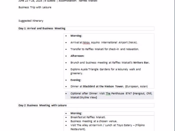 Itinerary Creation
