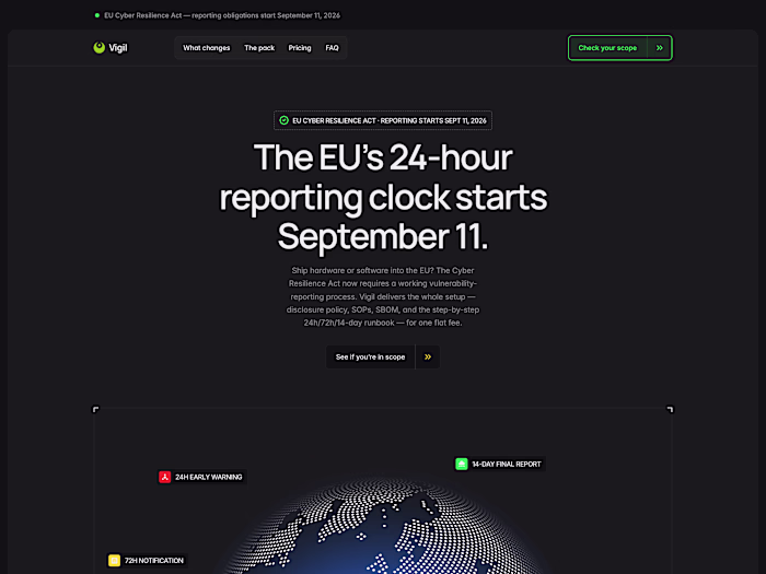 Vigil — EU Cyber Resilience Act readiness packs
