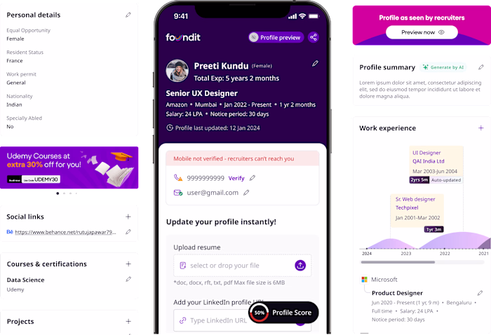 Revamping the User Profile Experience at Foundit
