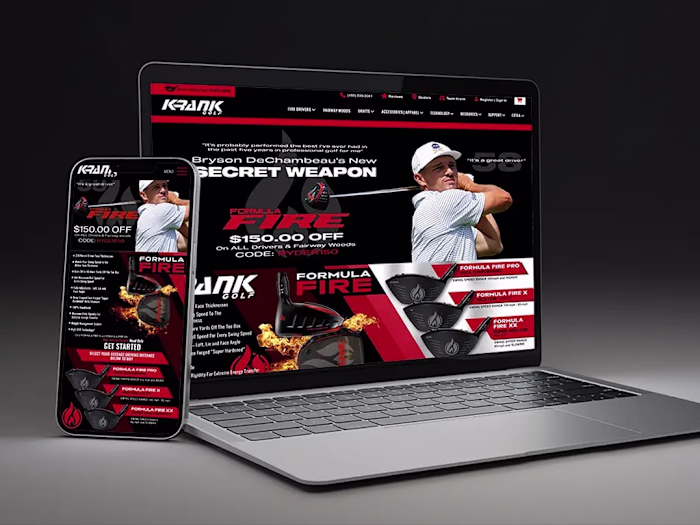 KRANK GOLF PRIMARY WEBSITE | 2022 | Hand-Coded, Web Page Design