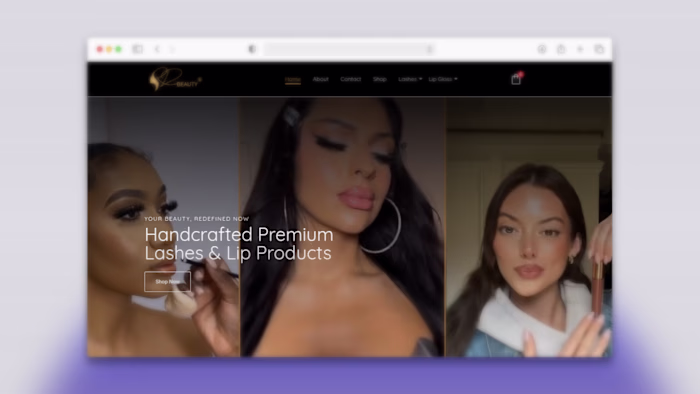 Website for a Eye Lash & Lip Gloss Brand