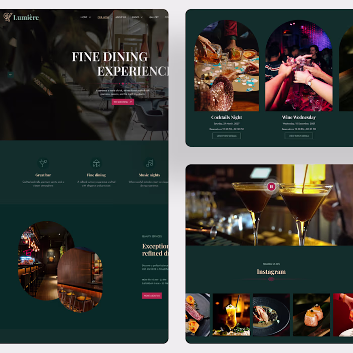 Lumière – Restaurant Table Booking Wix Template