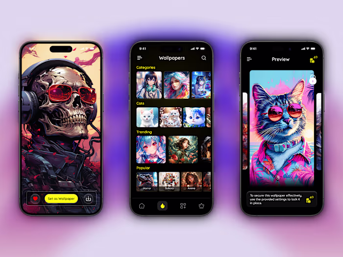AI Wallpaper App UI/UX Design Concept