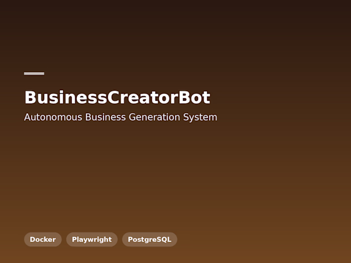 BusinessCreatorBot — Autonomous Business Generation System
