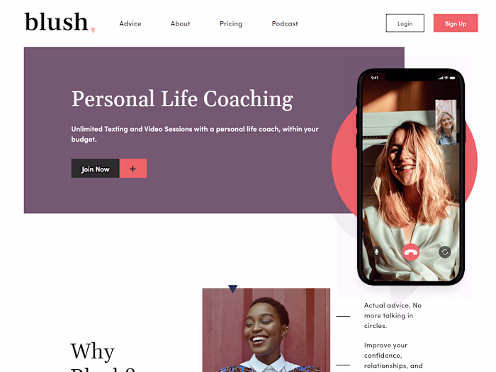 Blush Life Coaching Website Development