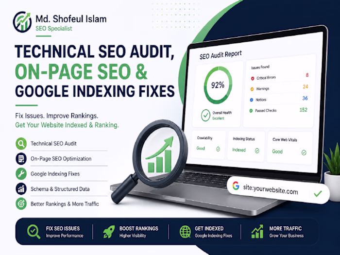 Technical SEO Audit, On-Page SEO & Google Indexing Fixes