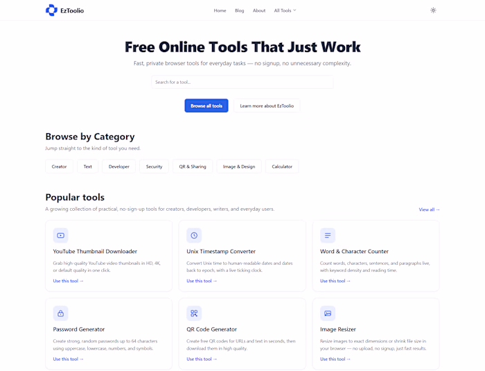 Designed and developed a clean,