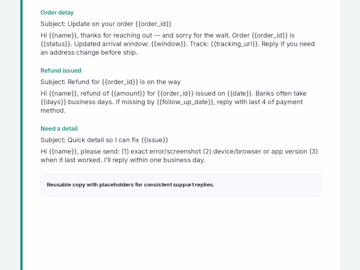 Customer Support Email Templates