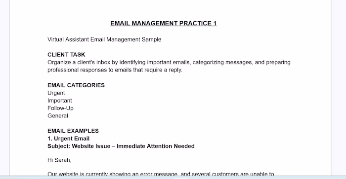 An email management practice project