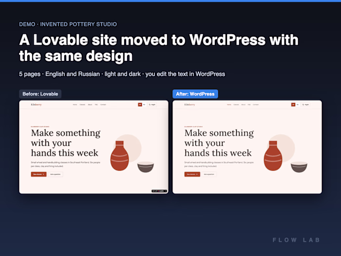 Lovable site moved to WordPress, same design (demo)