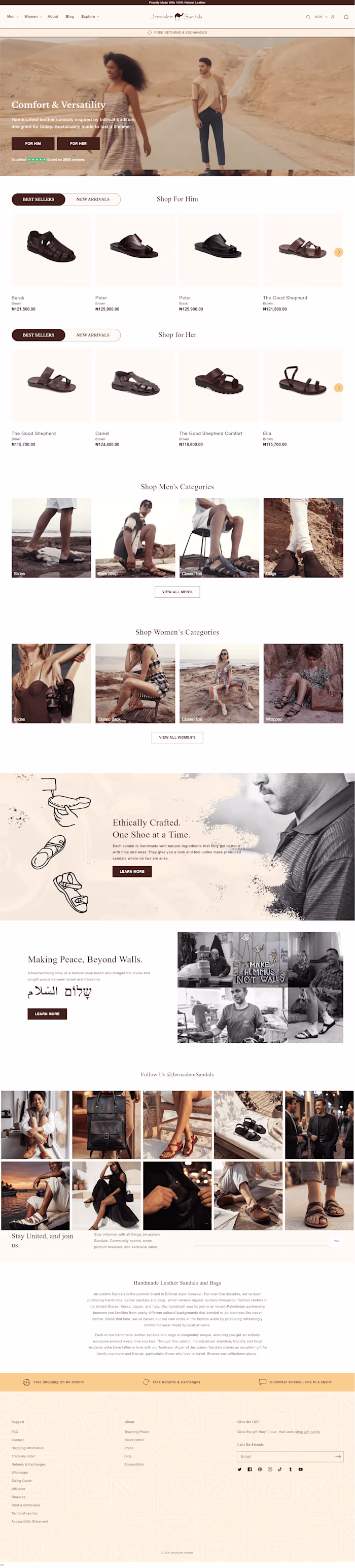 website for a foot wear store