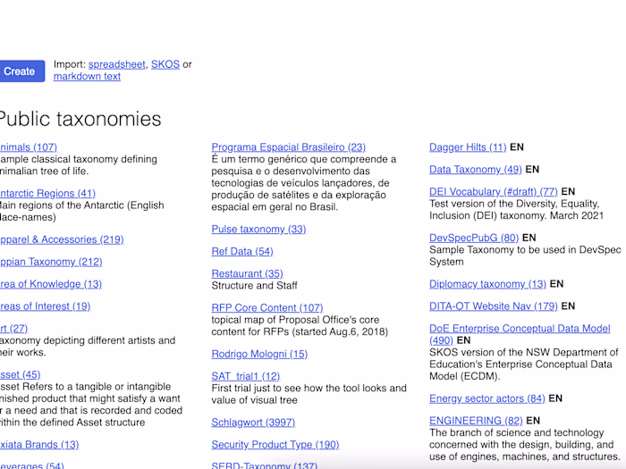 Taxonomy Interface
