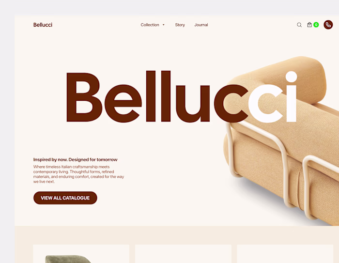 BELLUCCI SOFA Landing page design.