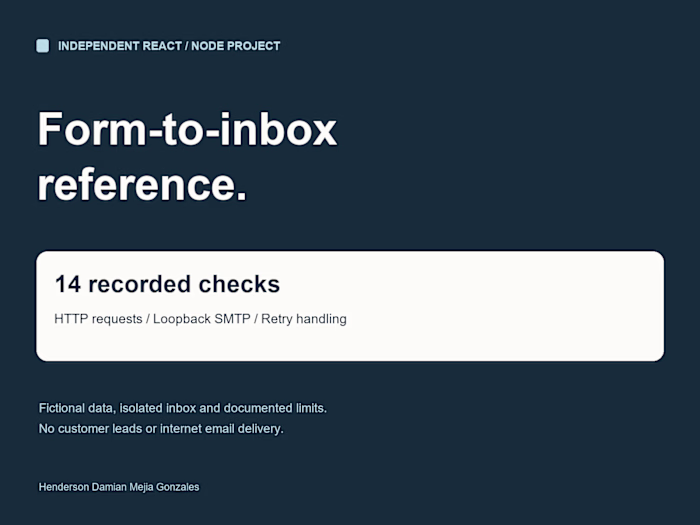 React/Node Form-to-Inbox — Independent Demo