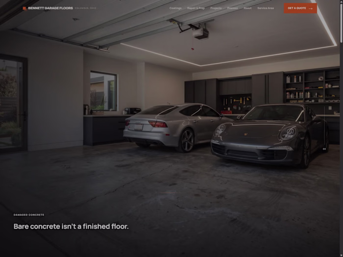 Bennett Garage Floors: Service Website Concept