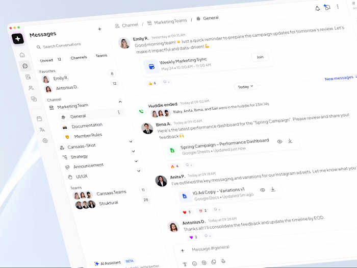 Communication Dashboard Design for Team Unification