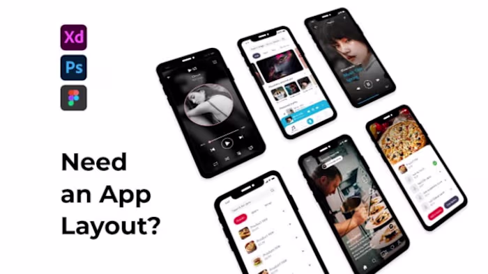 I will design your creative app layout editable in xd or figma
