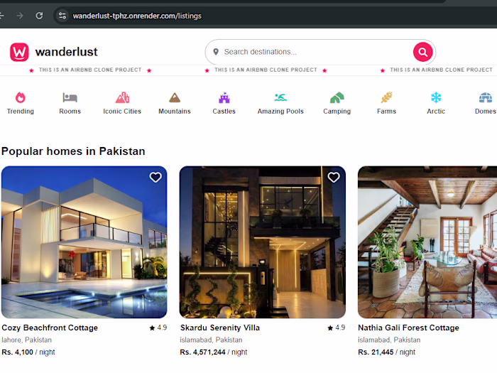 WanderLust — Full-Stack Booking Web Application