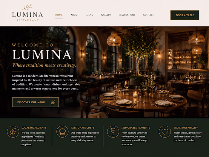 Lumina Restaurant – Restaurant Website