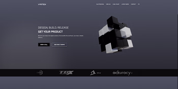 V³RTEX Landing page