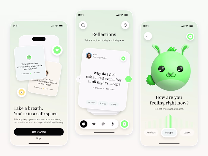 Here is my Mental Health Mobile App UI – Calm, Clean & Frien...