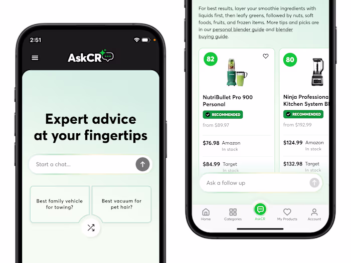 AskCR by Consumer Reports: AI-powered product guidance