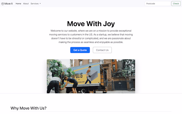 Web Design for Moving Company