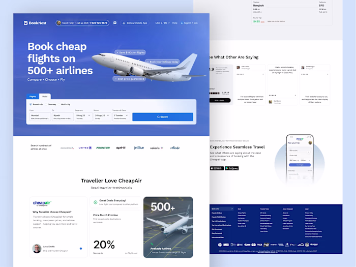 Flight Booking Website UI Design