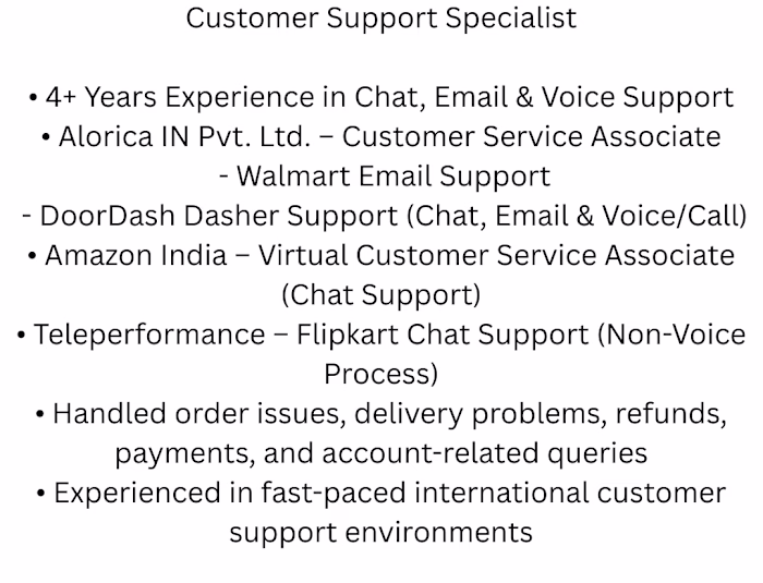 Customer Support Specialist with 4+