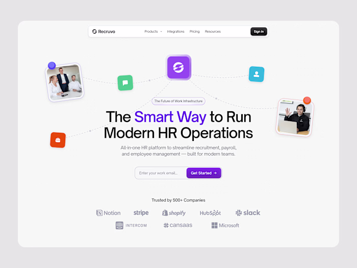 Recruvo HR SaaS Landing Page Design