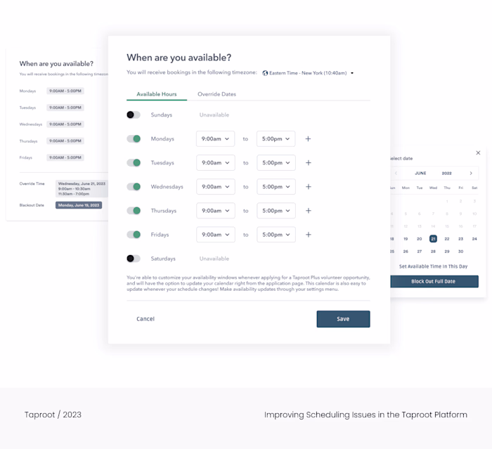 Improving Scheduling Issues in the Taproot Platform