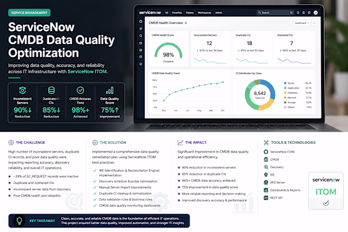 ServiceNow CMDB Data Quality Optimization
Description
This