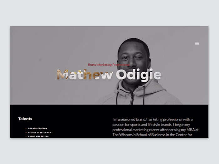 Football player brand website 