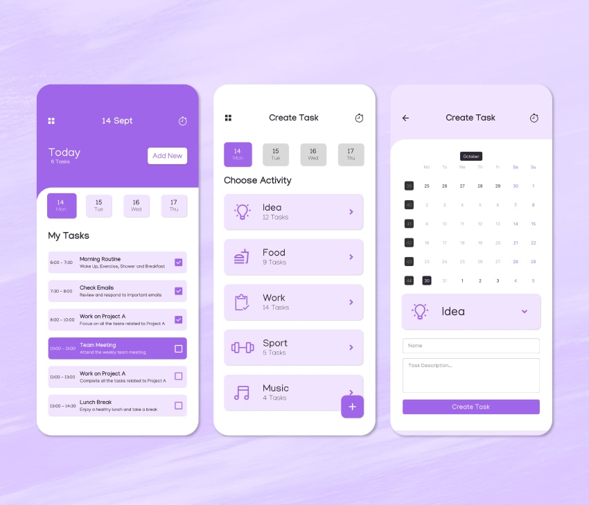 To-Do List App UI Design | UI/UX | App Design on Behance by anchal yadav